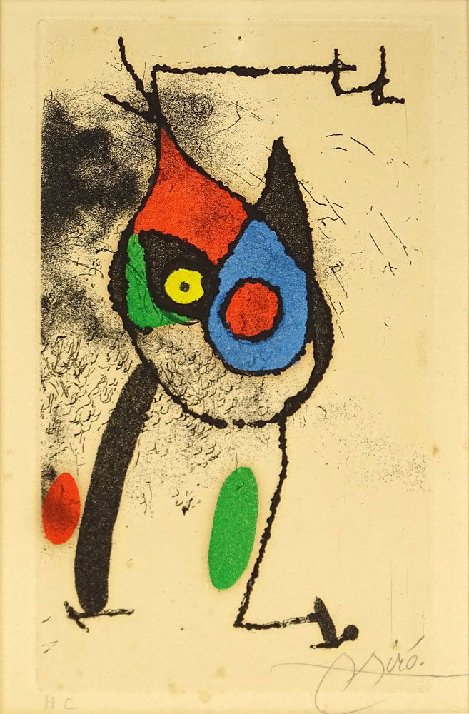 Joan Miro, Spanish (1893, 1983) Color Etching. Signed (1 of 4)