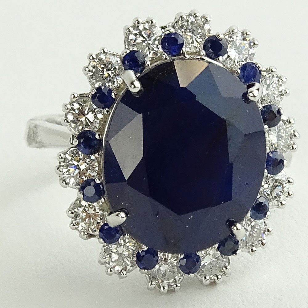 Lady's 11.50 Carat Oval Cut Sapphire, 1.40 Carat Round (1 of 7)