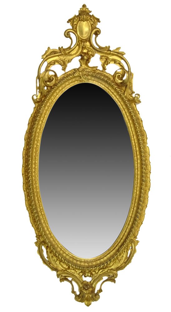 Large 19/20th Century Carved and Gilt Wood Mirror. (1 of 5)