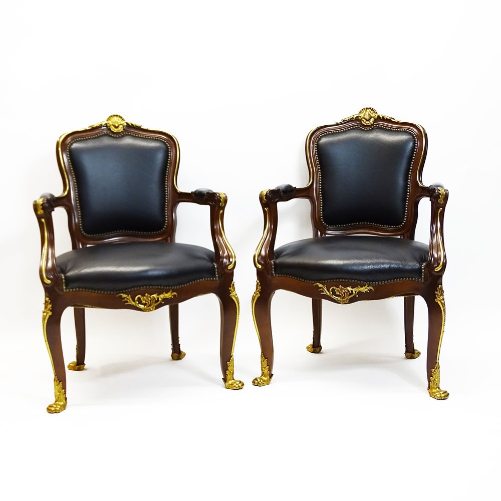 Pair of Modern antique style Spanish Carved Wood Chairs (1 of 4)