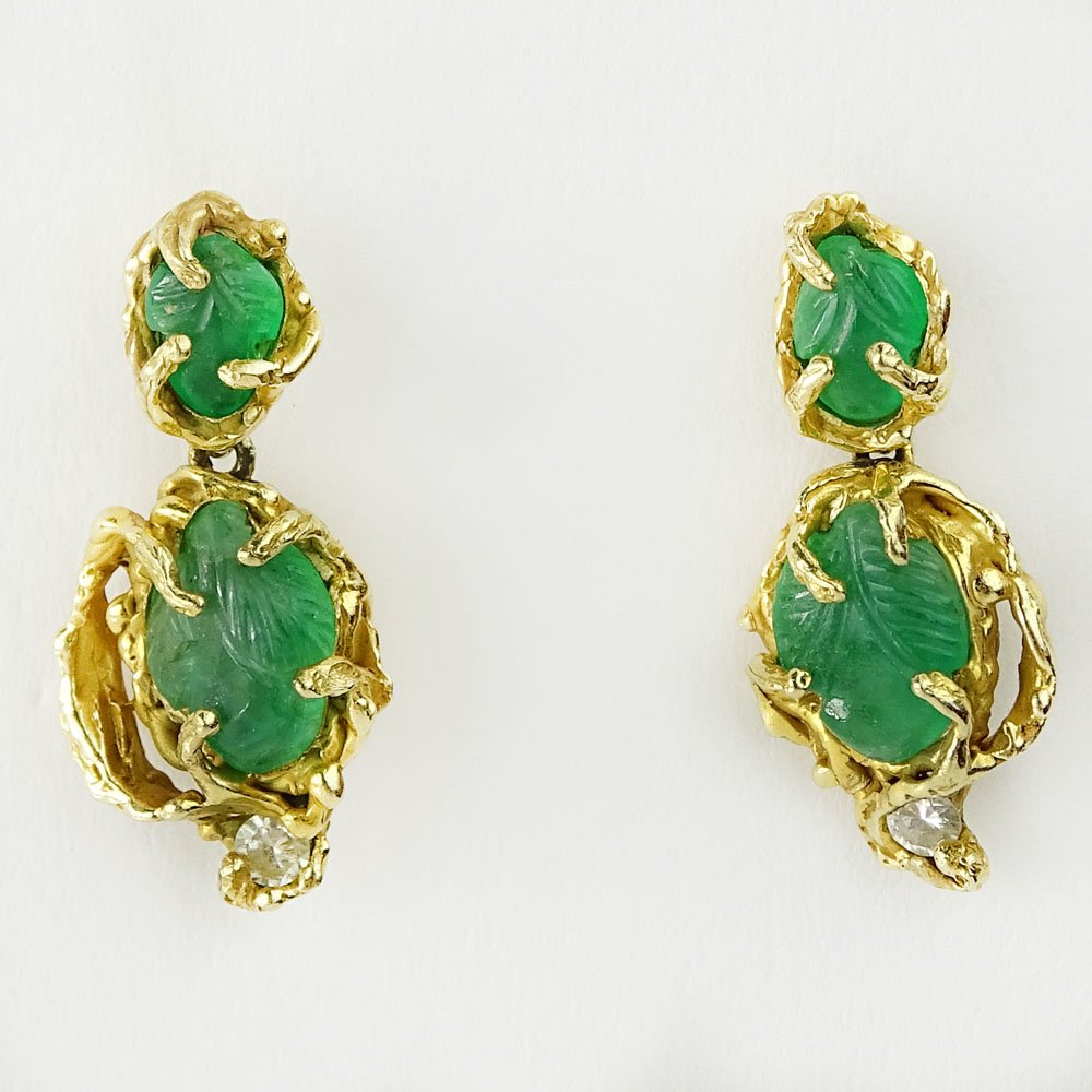 Lady's Vintage Carved Emerald and 14 Karat Yellow Gold (1 of 3)