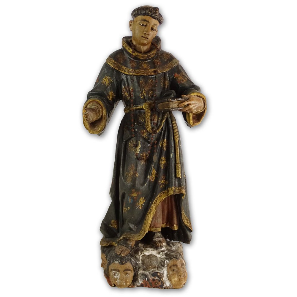 Antique Carved and Painted Wood Santos Figurine. (1 of 7)