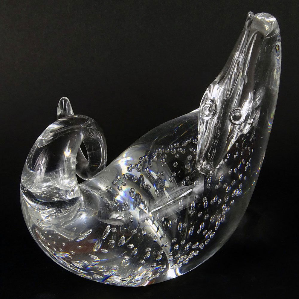 Steuben Glass Loch Ness Monster Figurine. Signed on (1 of 6)