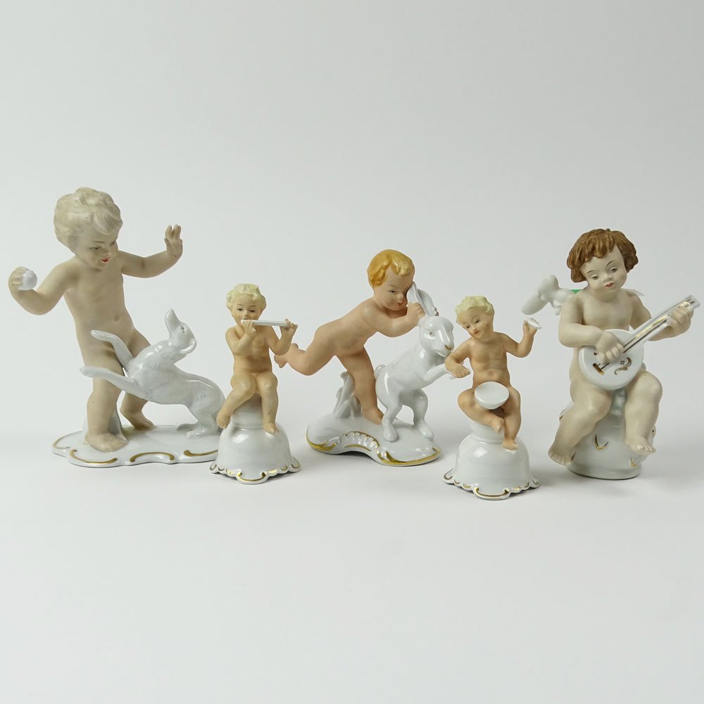 Lot of Five (5) Vintage German Porcelain Cherub (1 of 7)