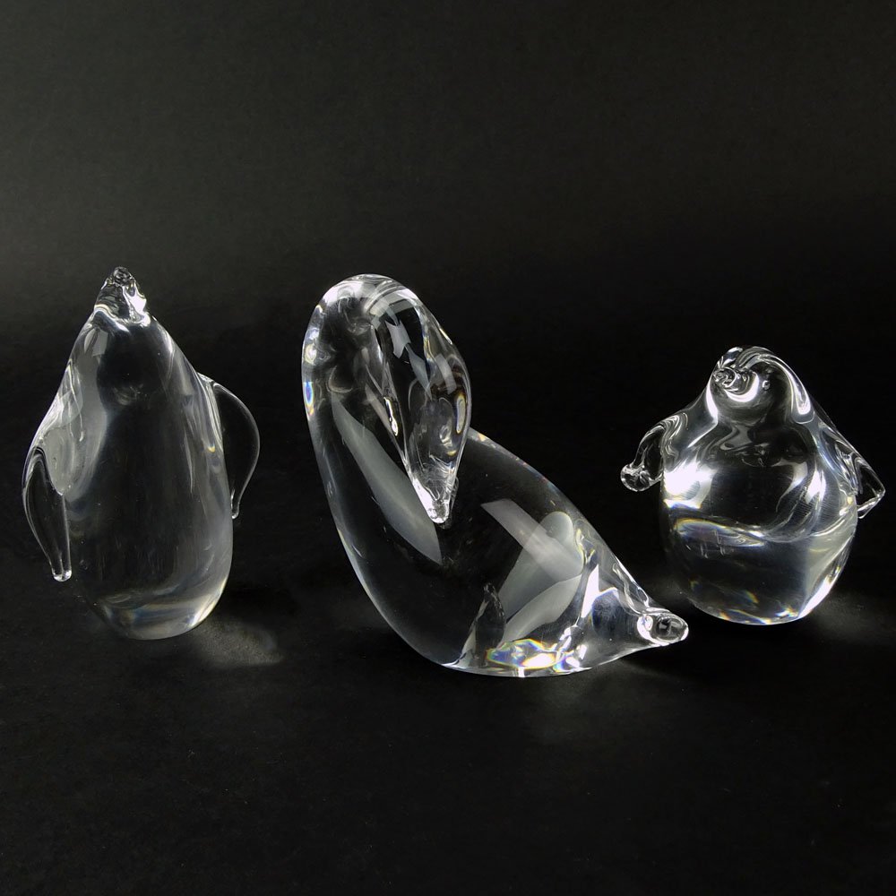Lot of Three (3) Steuben Crystal Bird Figurines. (1 of 10)
