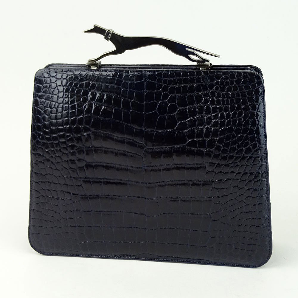 Judith Leiber Alligator Handbag with Greyhound Handle. (1 of 5)