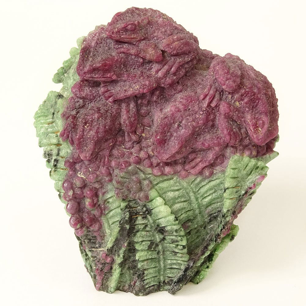 Carved Natural Ruby In Zoisite "Frogs and Ferns" (1 of 7)