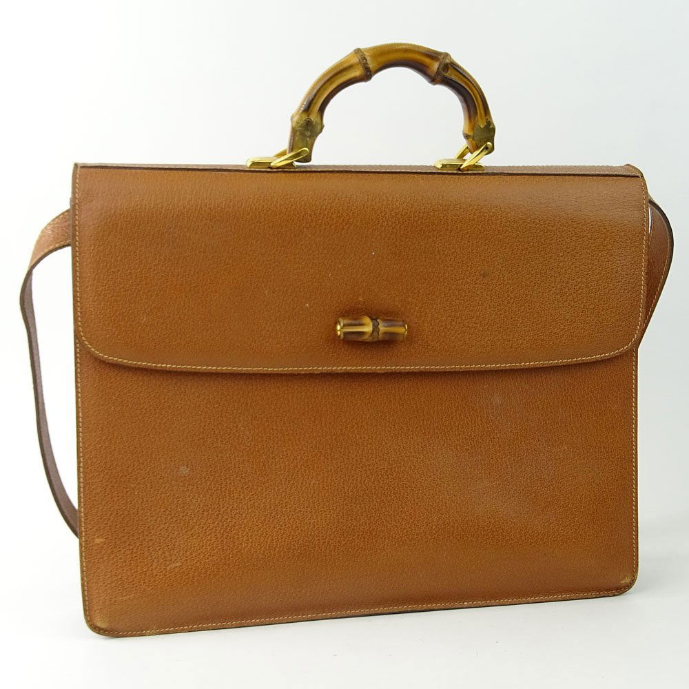 Vintage Gucci Leather Attache Briefcase. Bamboo (1 of 5)