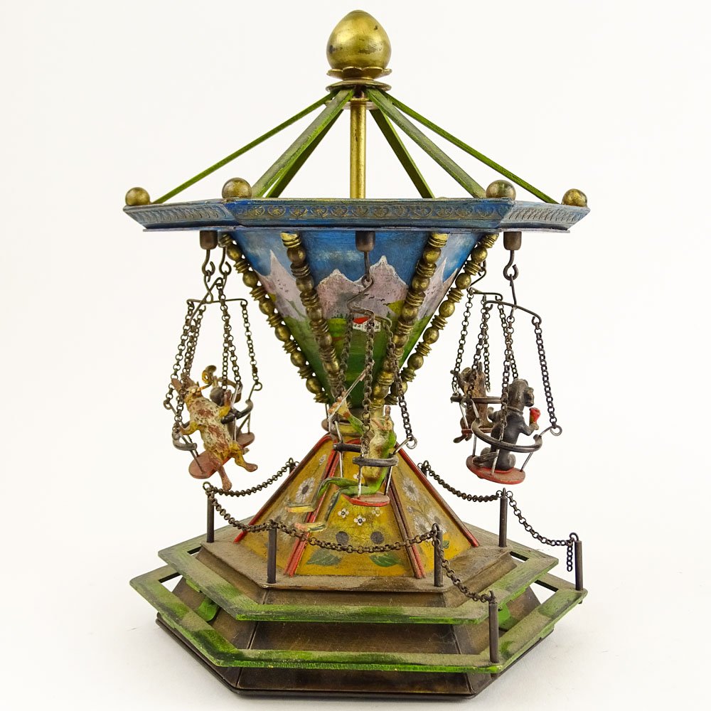 Early 20th Century Bergmann Bronze Carousel Music Box