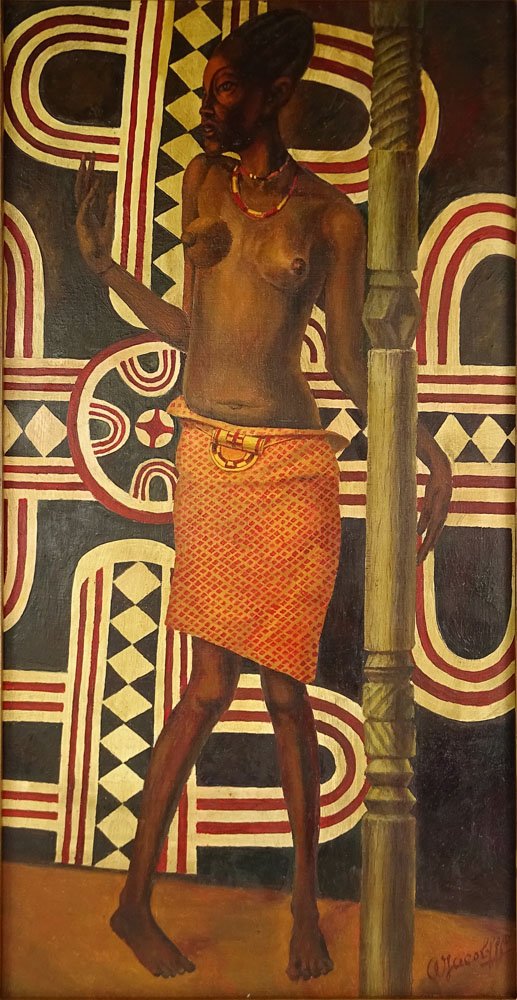 Russian oil painting in frame bearing signature (1 of 4)