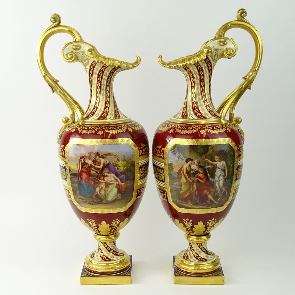 Pair 19/20th Century Royal Vienna Hand Painted Bolted (1 of 10)