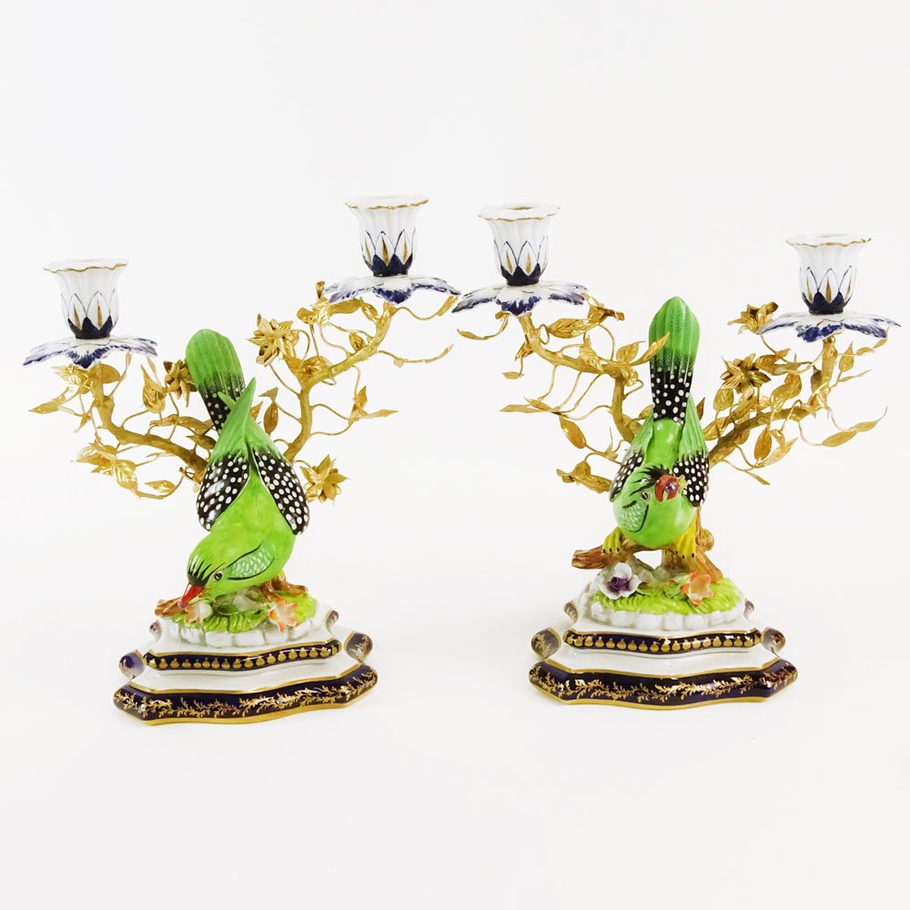 Pair of 20th Century Sevres Ormolu Bronze and Porcelain (1 of 7)