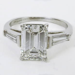 GIA Certified 2.37 Carat Emerald Cut Diamond Engagement: GIA Certified 2.37 Carat Emerald Cut Diamond Engagement Ring. Diamond G color, VVS2 clarity. Diamond measures 9.36 x 6.86 x 4.15mm. Signed Platinum. Very good conditon. Ring size 5. Copy of GIA Report