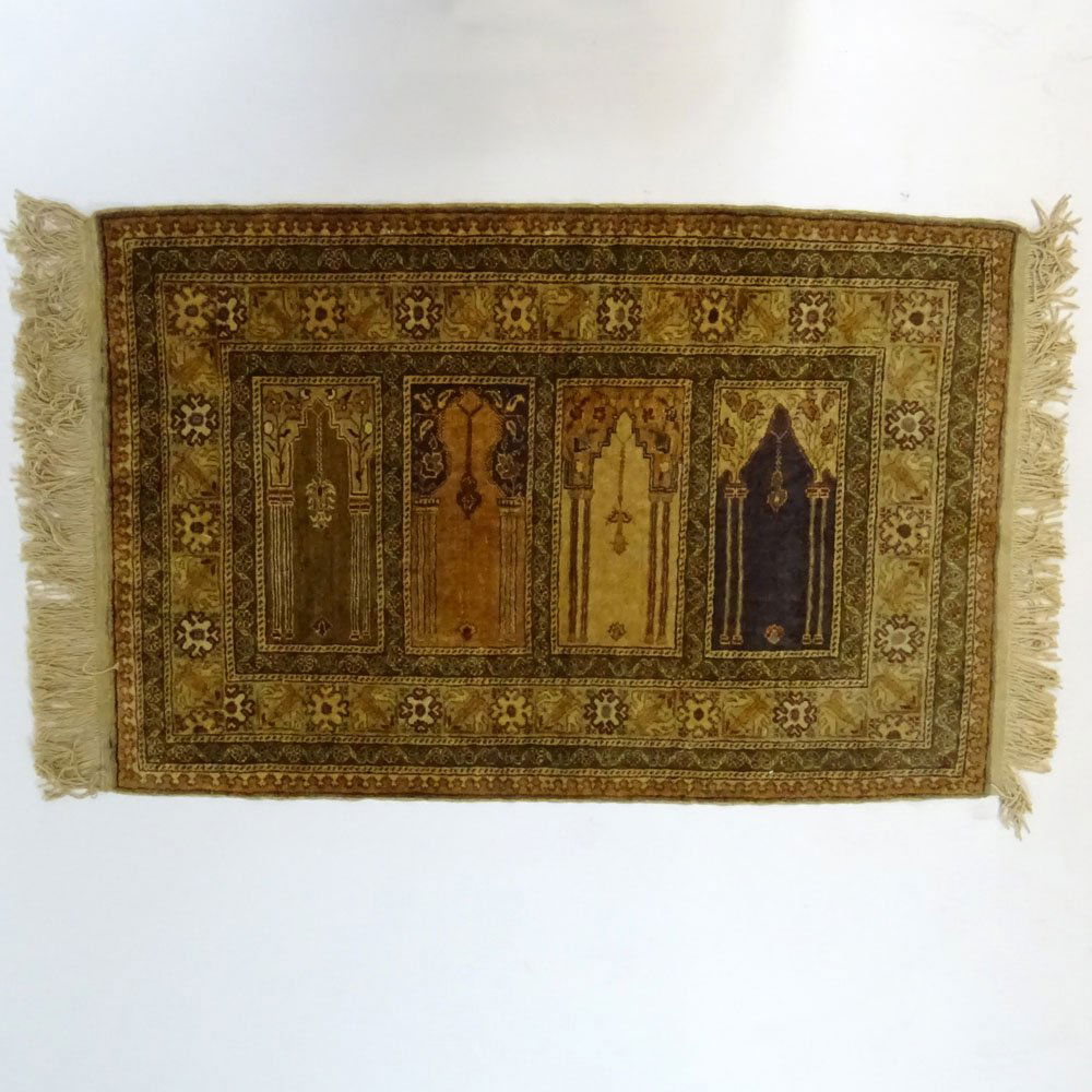 Semi-Antique Multi Niche Silk Blend Prayer Rug, (1 of 2)