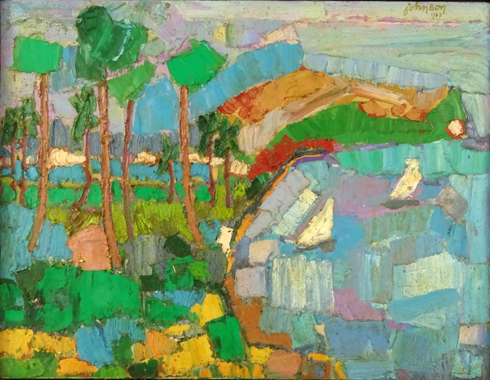 Mid-Century Modern Oil on Canvas "Sailboats" Signed and (1 of 4)