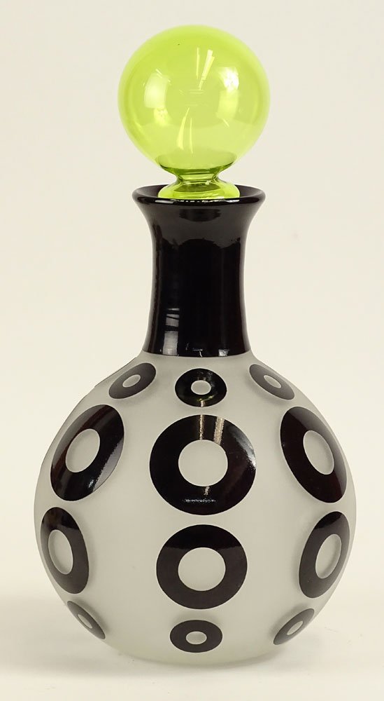 Modern Art Glass Large Decanter. Etched Signature on (1 of 6)