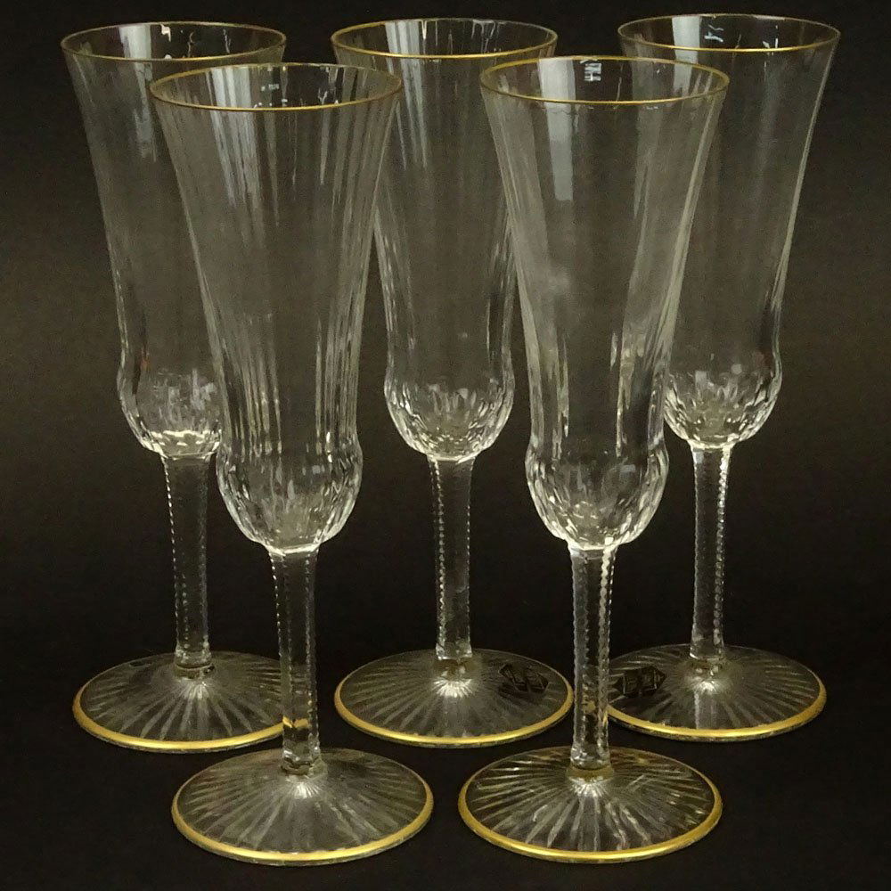 Five (5) Saint Louis Crystal Champagne Glasses "Apollo (1 of 4)