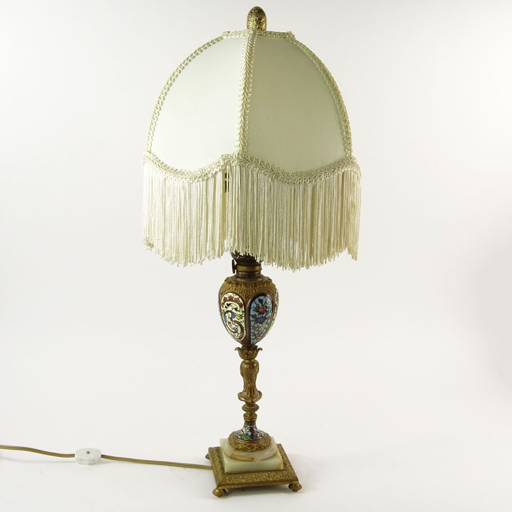 Antique French Champleve Lamp With Bronze Mountings. (1 of 4)