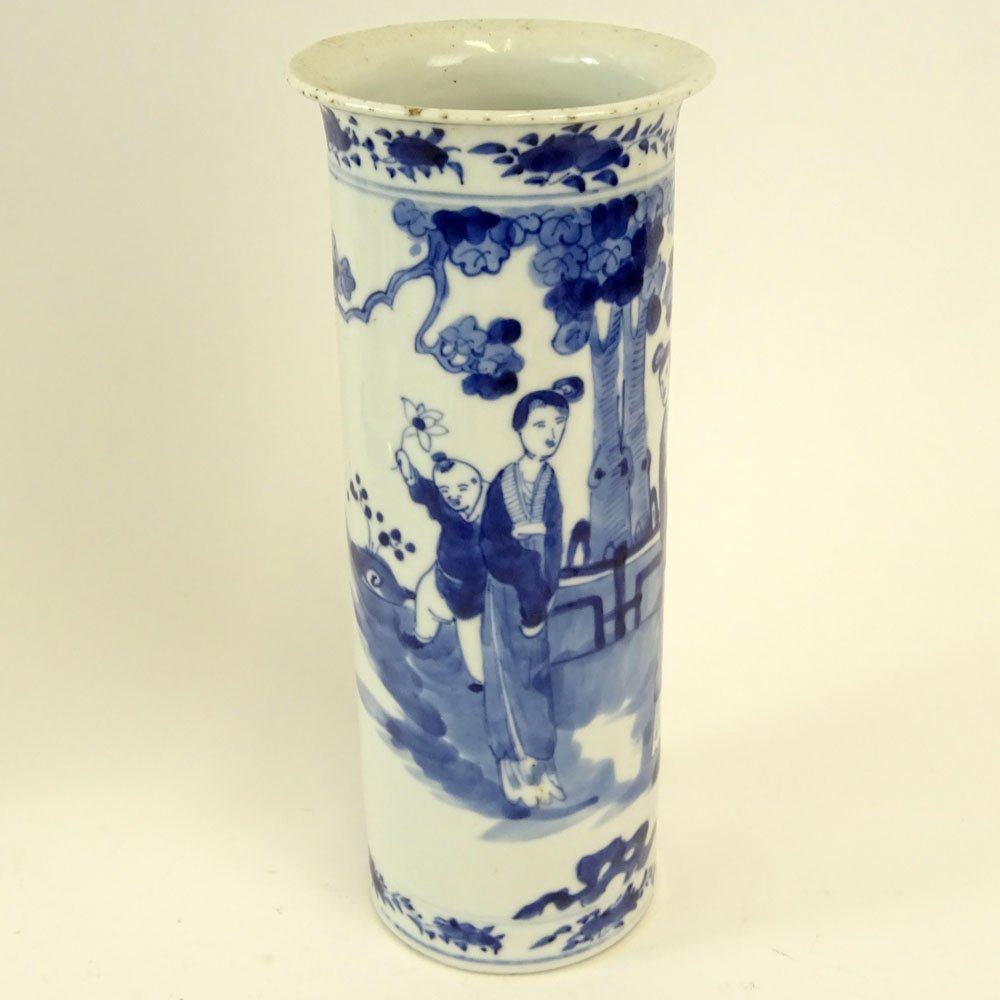 Chinese Blue and White Porcelain Cylinder Vase with (1 of 5)