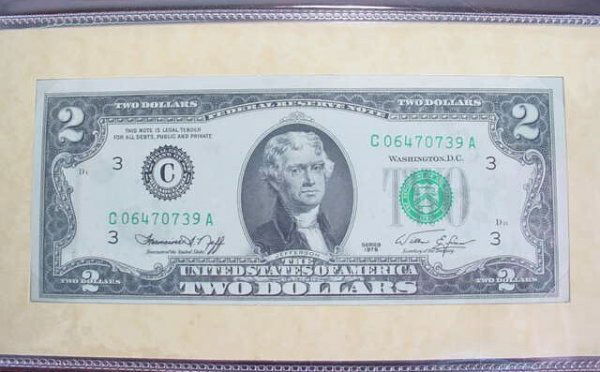 United States of America Two (2) Dollar Bill Comme: United States of America Two (2) Dollar Bill Commemorating the Bicentennial. First Day of Issue April 13, 1976. In Original Folio. Mint Condition with Paperwork. Shipping $6.00 (estimate $25-$50)