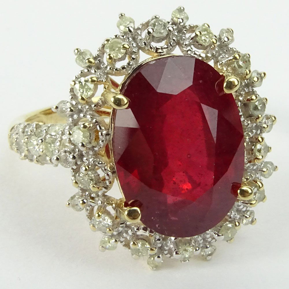 GGA Certified 7.12 Carat Oval Cut Ruby, .78 Carat Round (1 of 9)