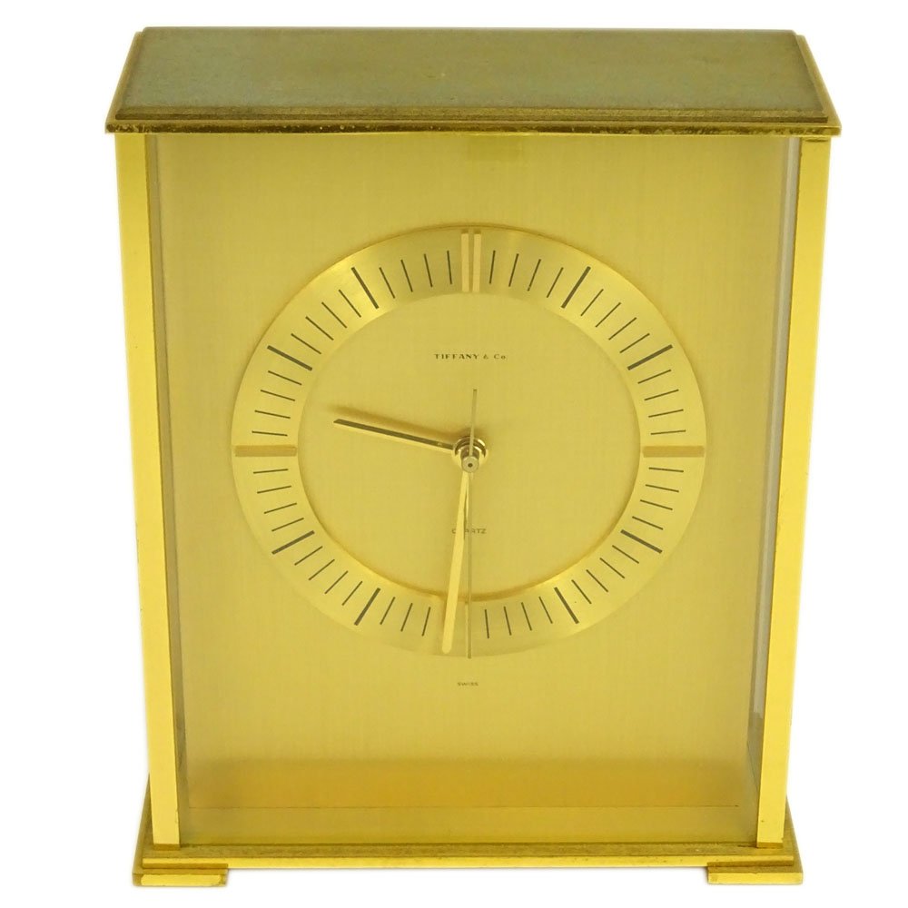 Tiffany & Co. Brass Quartz Clock. Signed Tiffany & Co.