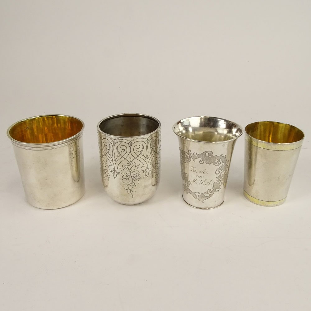 Collection of Four (4) German Silver Beaker Cups. (1 of 6)