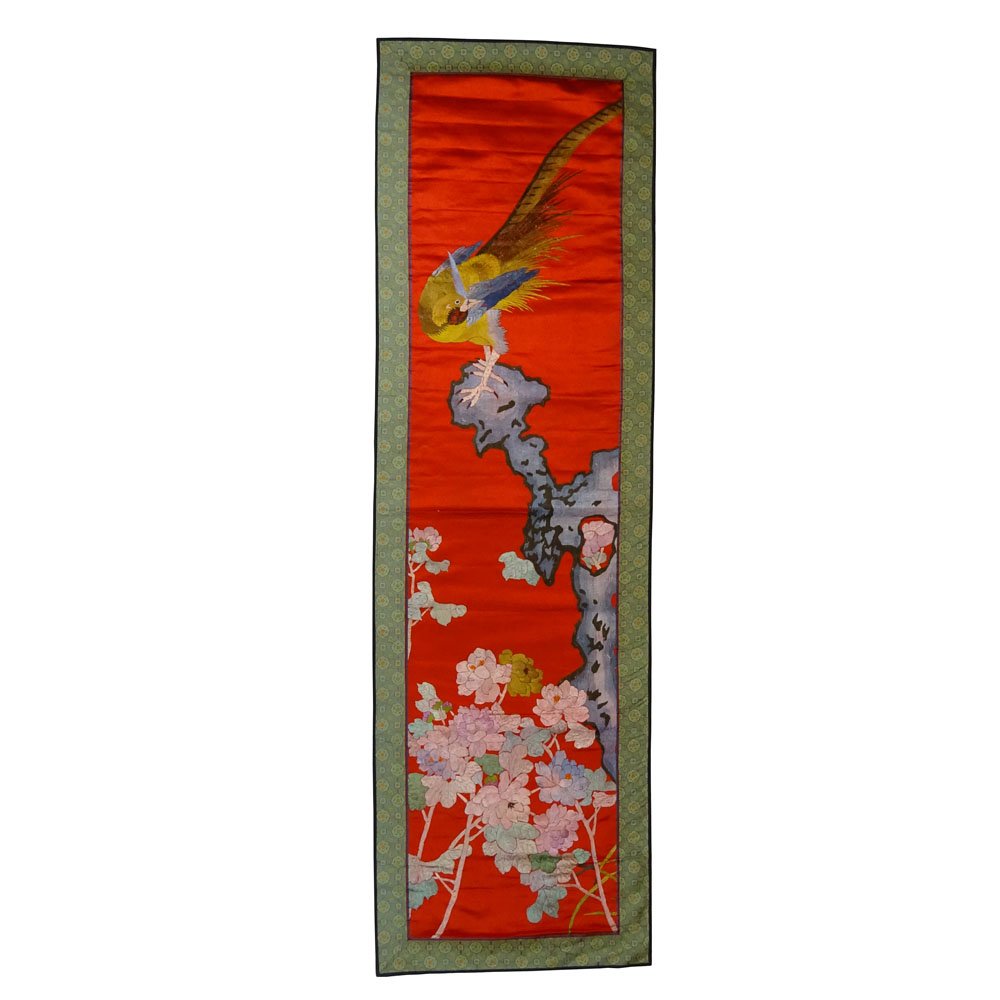 20th Century Chinese Silk Embroidered Wall Hanging (1 of 3)