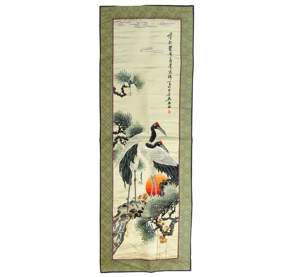20th Century Chinese Silk Embroidered Wall Hanging (1 of 4)