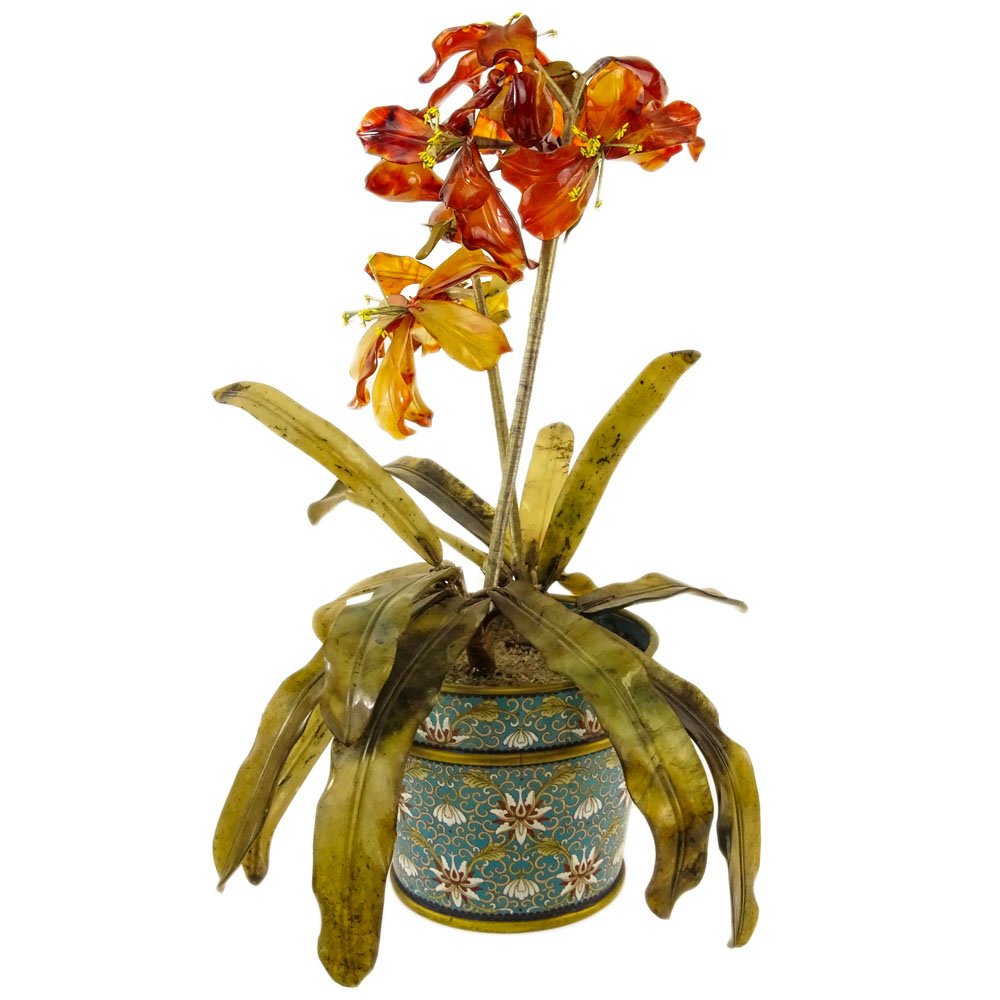 Large Vintage Chinese Ming Tree/Plant in cloisonnÃ© (1 of 4)