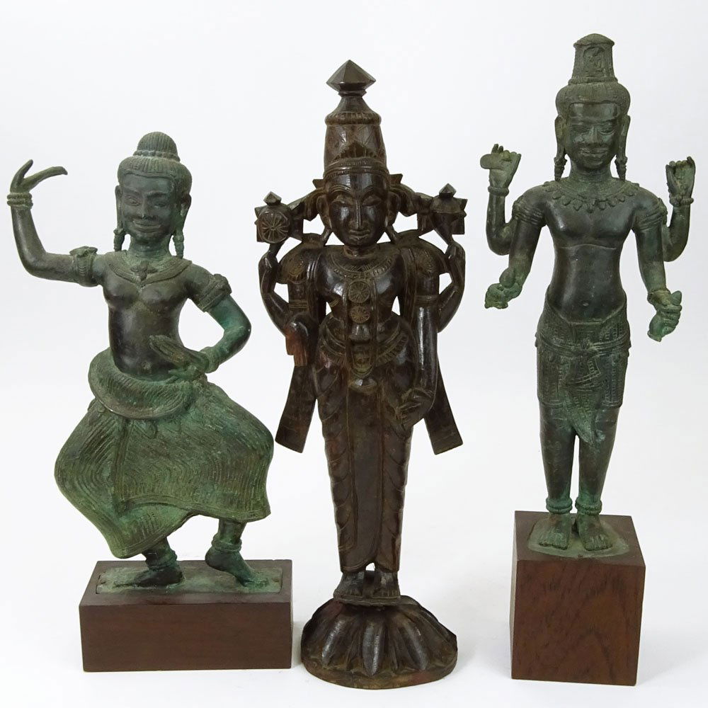 Pair of Modern Tibetan Style Cast Metal Figures on Wood (1 of 9)