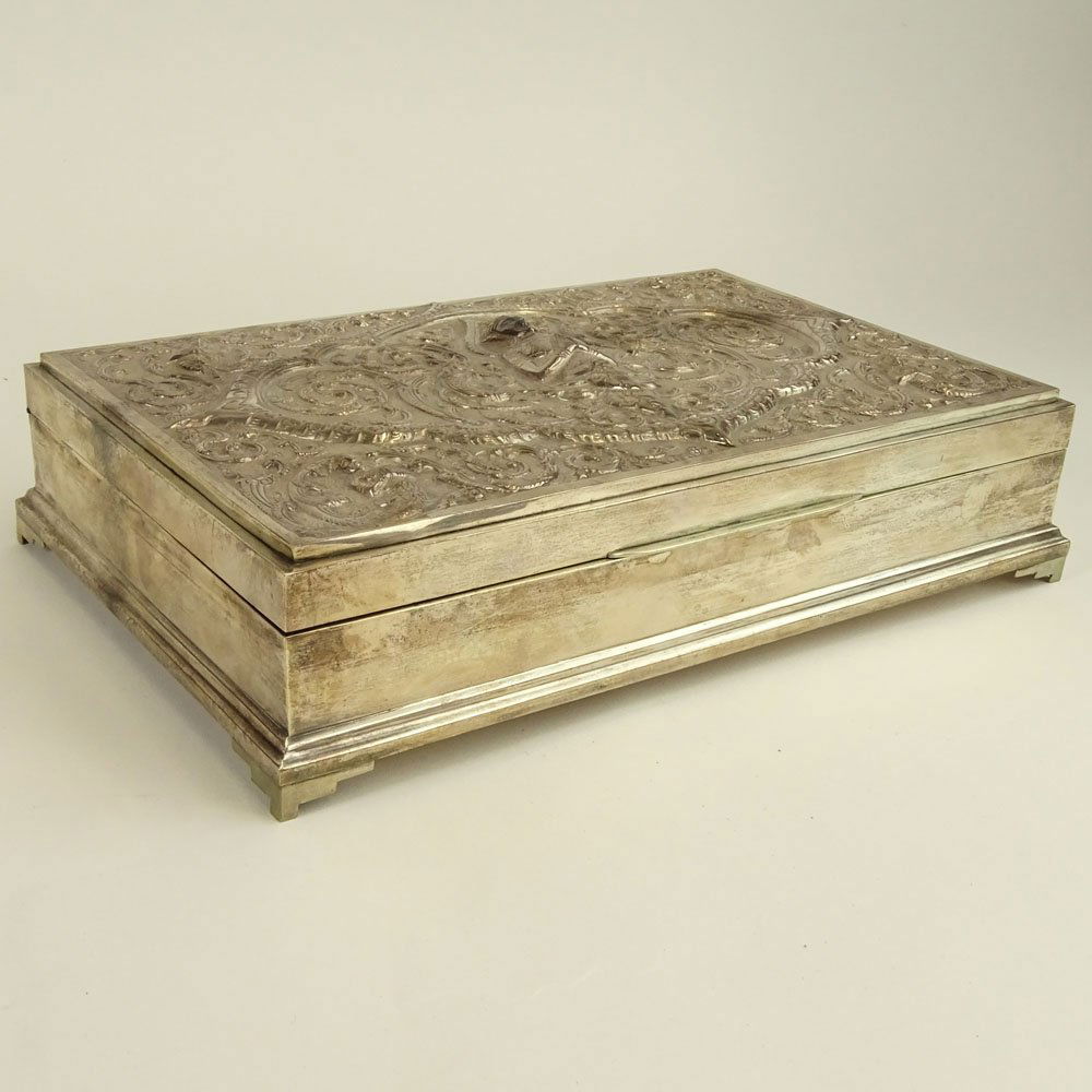 Large Vintage Thai Silver Box. Figural motif, wood (1 of 6)