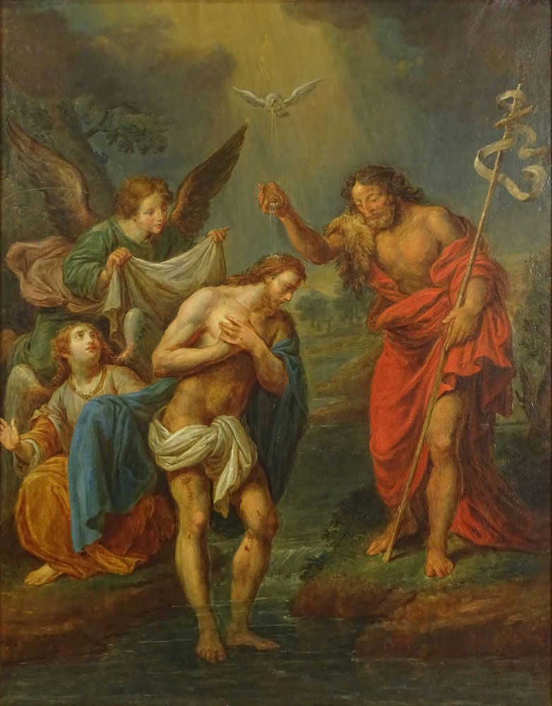 Old Master oil on Canvas "The Baptism of Christ" (1 of 3)