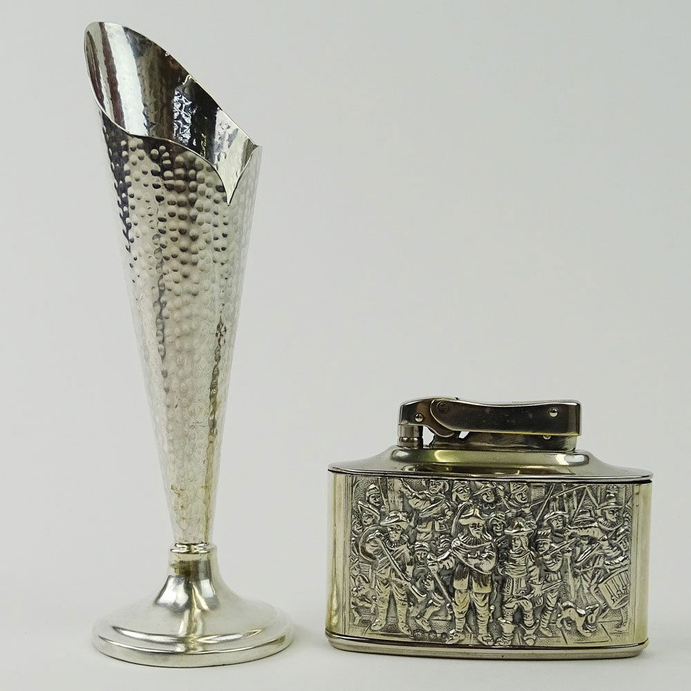 Two (2) Sterling Silver Table Items. A Bud Vase Hand (1 of 10)
