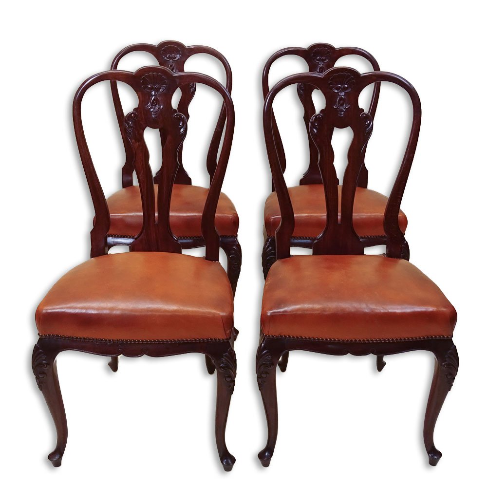 Set of 4 Early to Mid 20th C Queen Anne Style Chairs. (1 of 6)