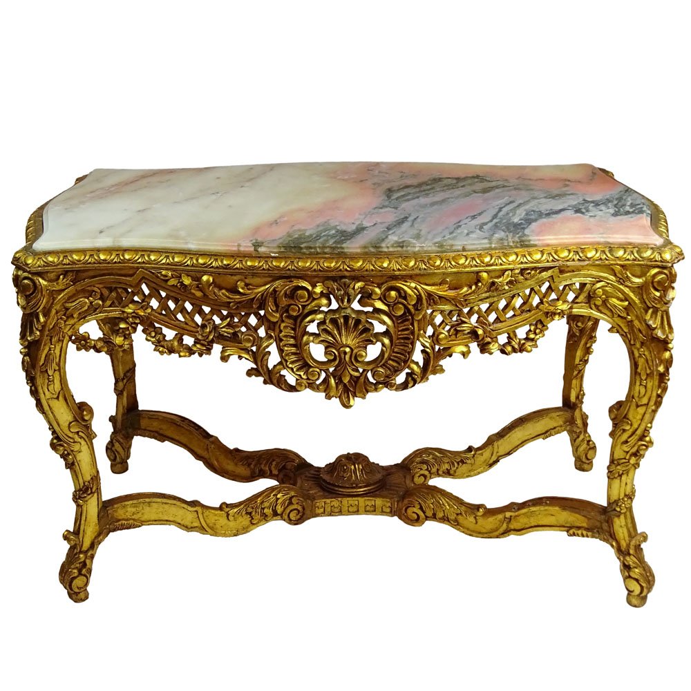Large Rococo Style Carved and Giltwood Center Table (1 of 5)