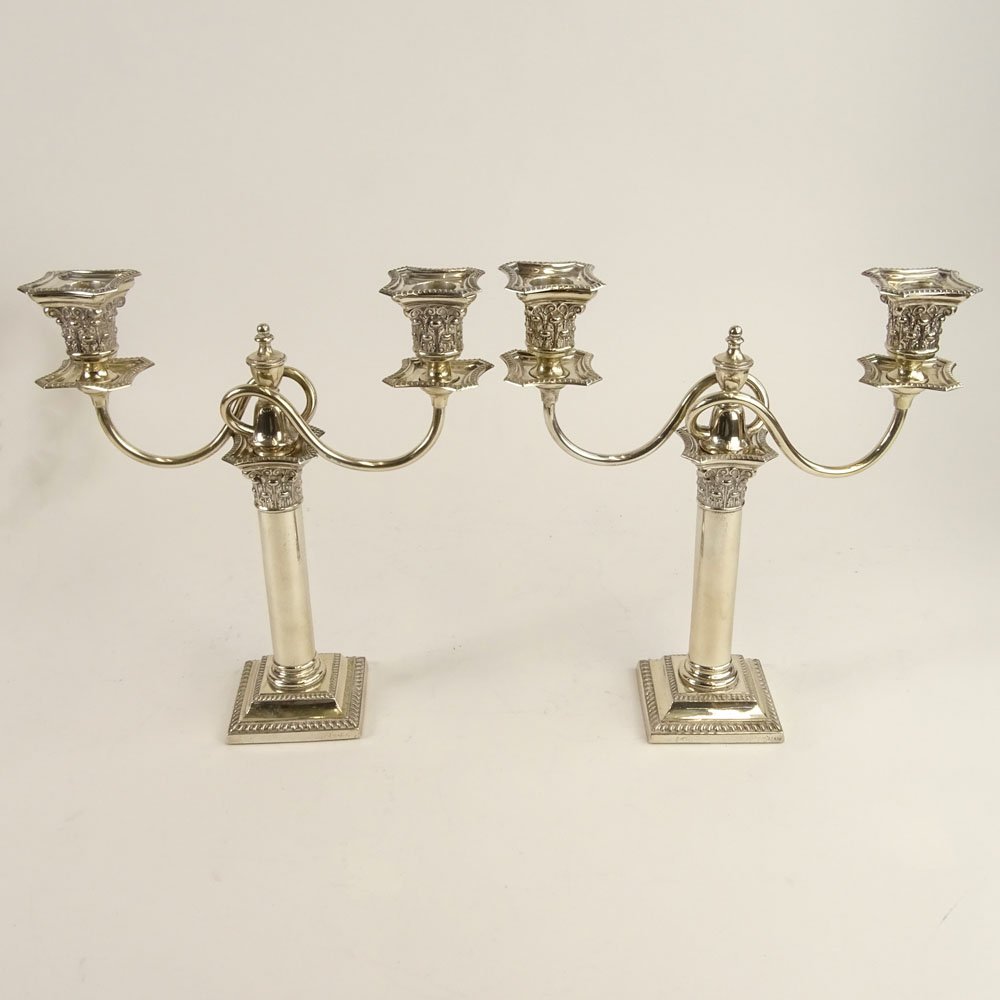 Vintage silver plate 2 light candlesticks. Convertible. (1 of 5)