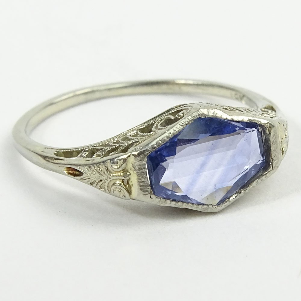 Antique Hexagonal Cut Natural Sapphire and 18 Karat (1 of 5)