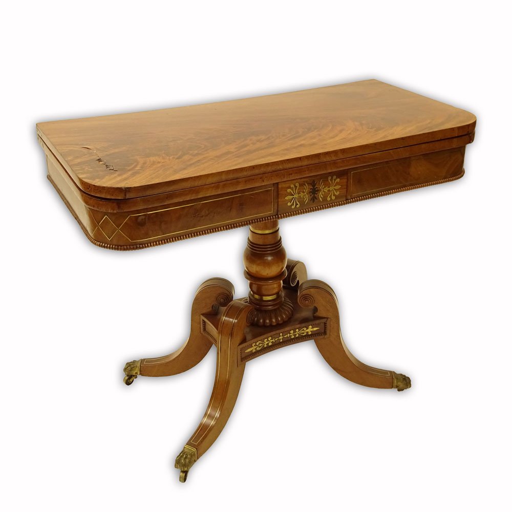 Vintage Regency Style Mahogany Game Table with Brass (1 of 6)