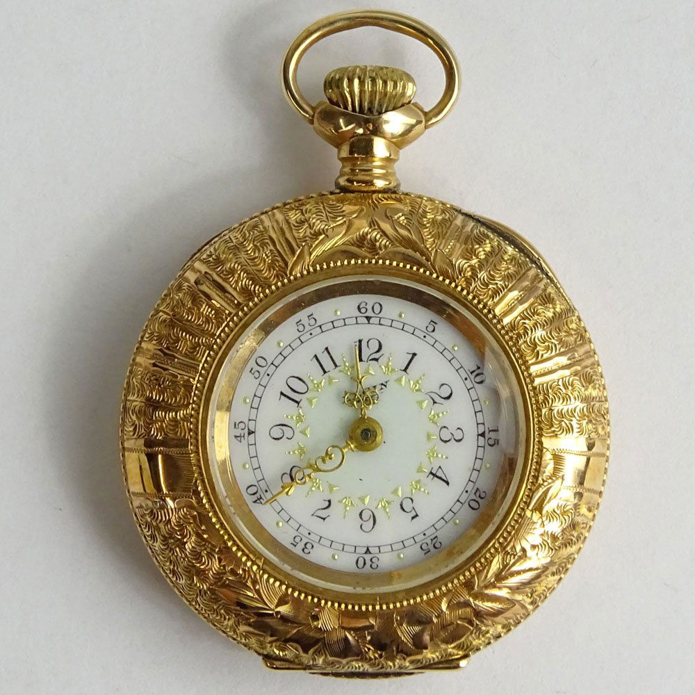 Antique Elgin 14 Karat Rose Gold Pocket Watch. Stamped (1 of 7)