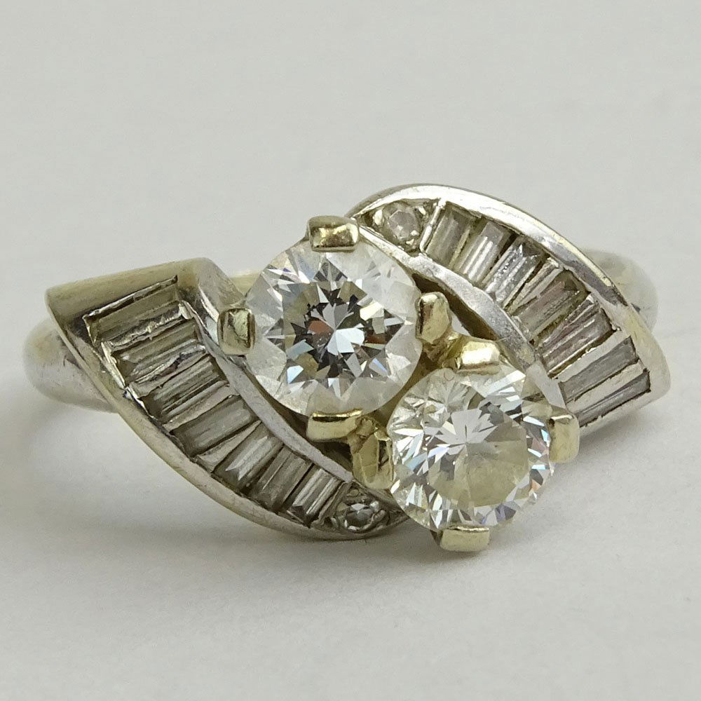 Retro Two (2) Diamond and 14 Karat White Gold Cross (1 of 5)