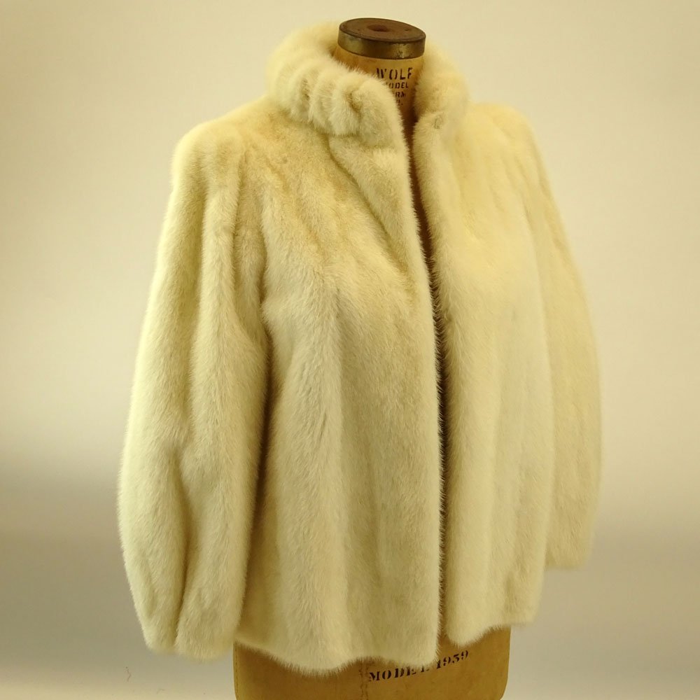 Retro "Alper Furs" Short White Mink Fur Jacket. Lined. (1 of 4)