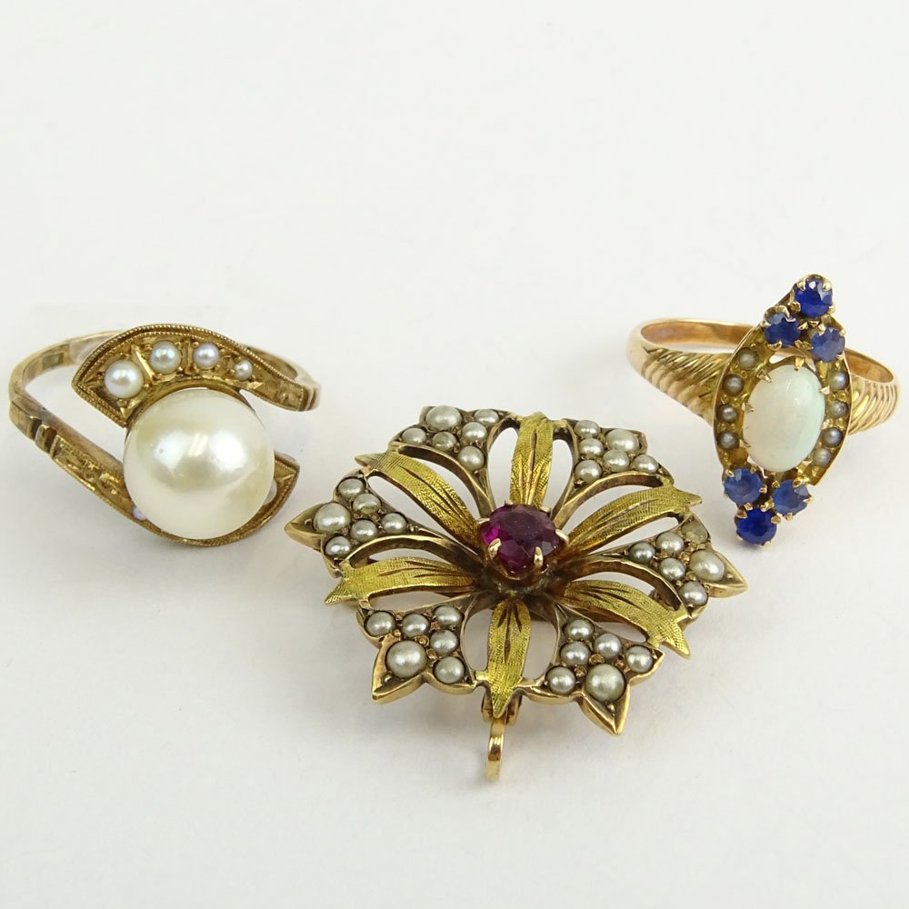 Antique 14 Karat Yellow Gold and Pearl Ring; Antique 10 (1 of 2)