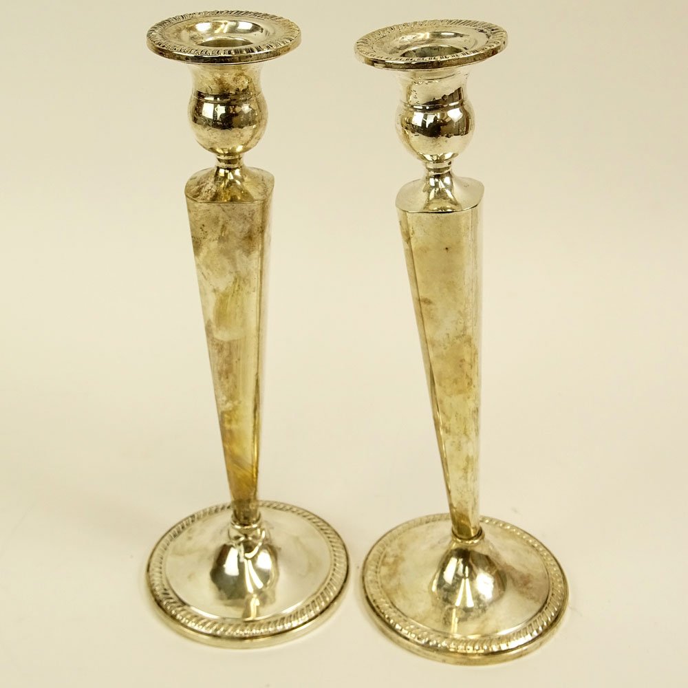 Pair Sterling Silver Weighted Candlesticks. Signed (1 of 4)