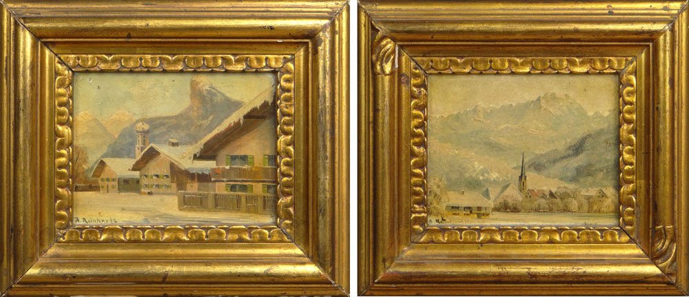 Two (2) Miniature Paintings on Panel Signed A. (1 of 9)
