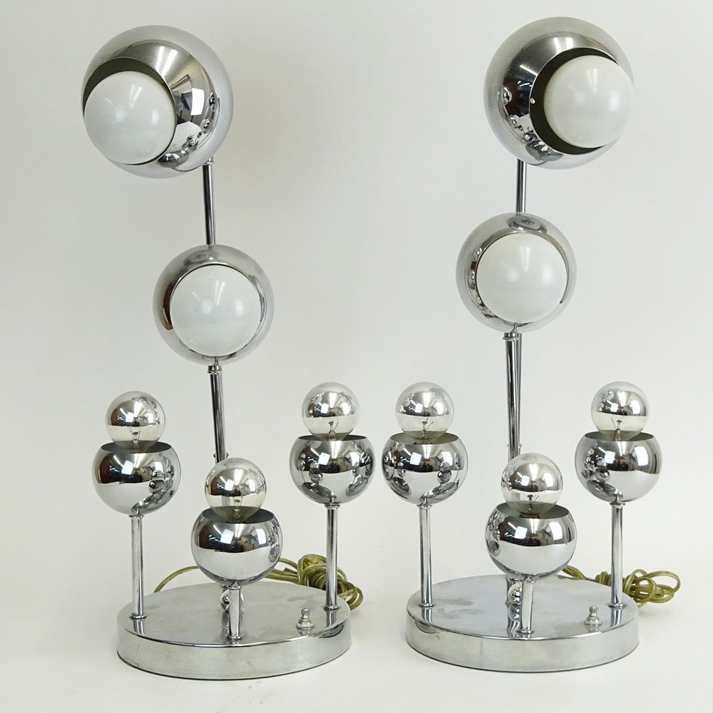 Pair Mid Century Modern Possibly Robert Sonneman Chrome (1 of 4)