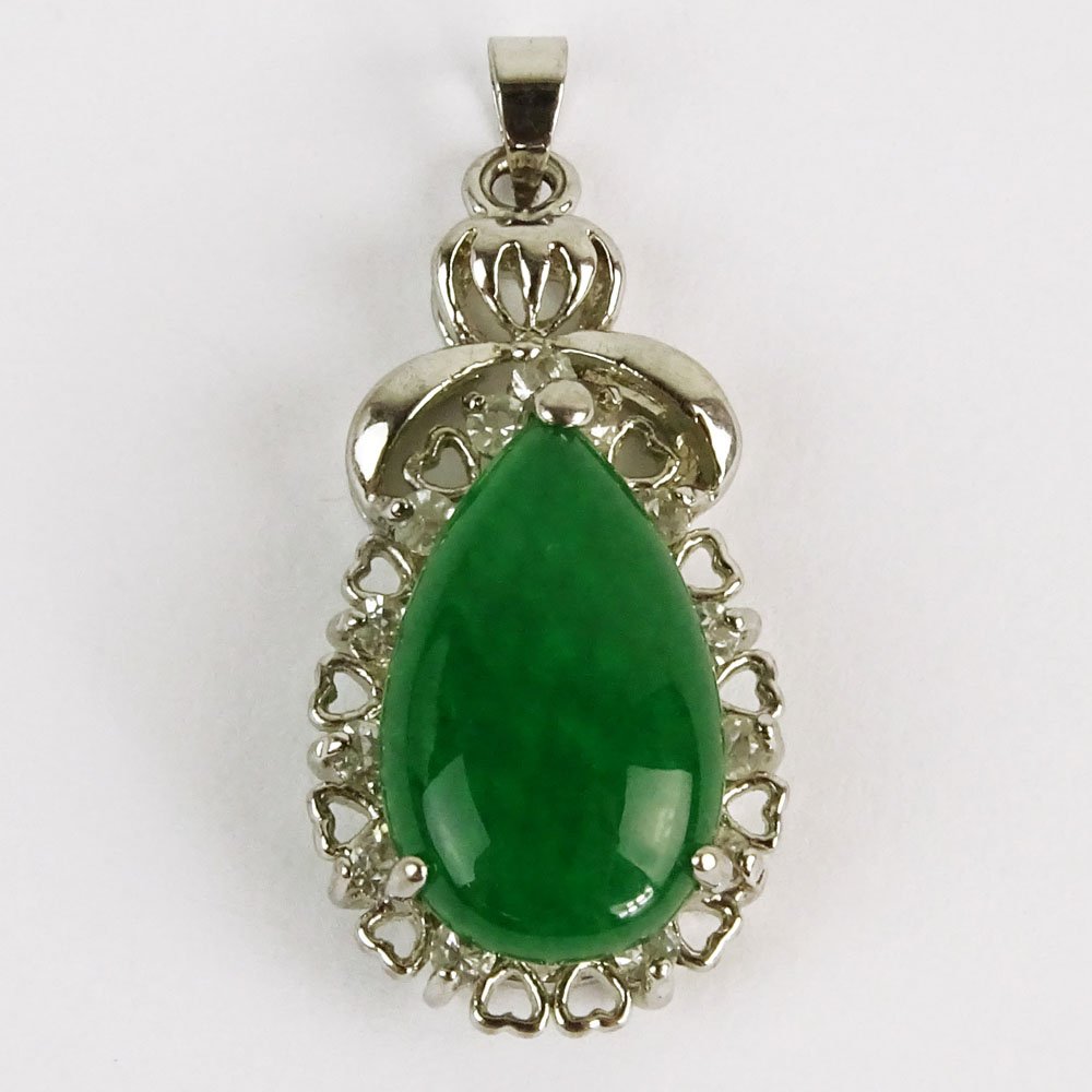 Vintage Green Jadeite Jade and 18 Karat White Gold (1 of 4)