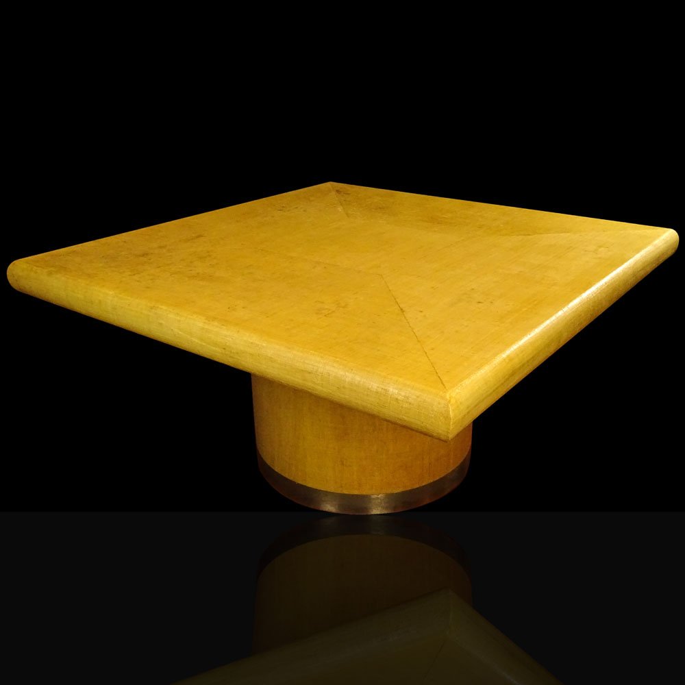 Karl Springer Lacquered Grasscloth Square Dining Table (1 of 5)