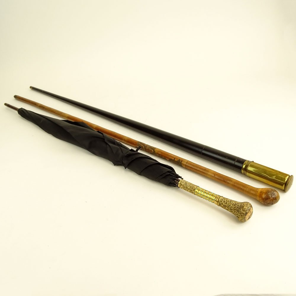 Lot of Three (3) Antique Umbrella and Canes. The (1 of 5)