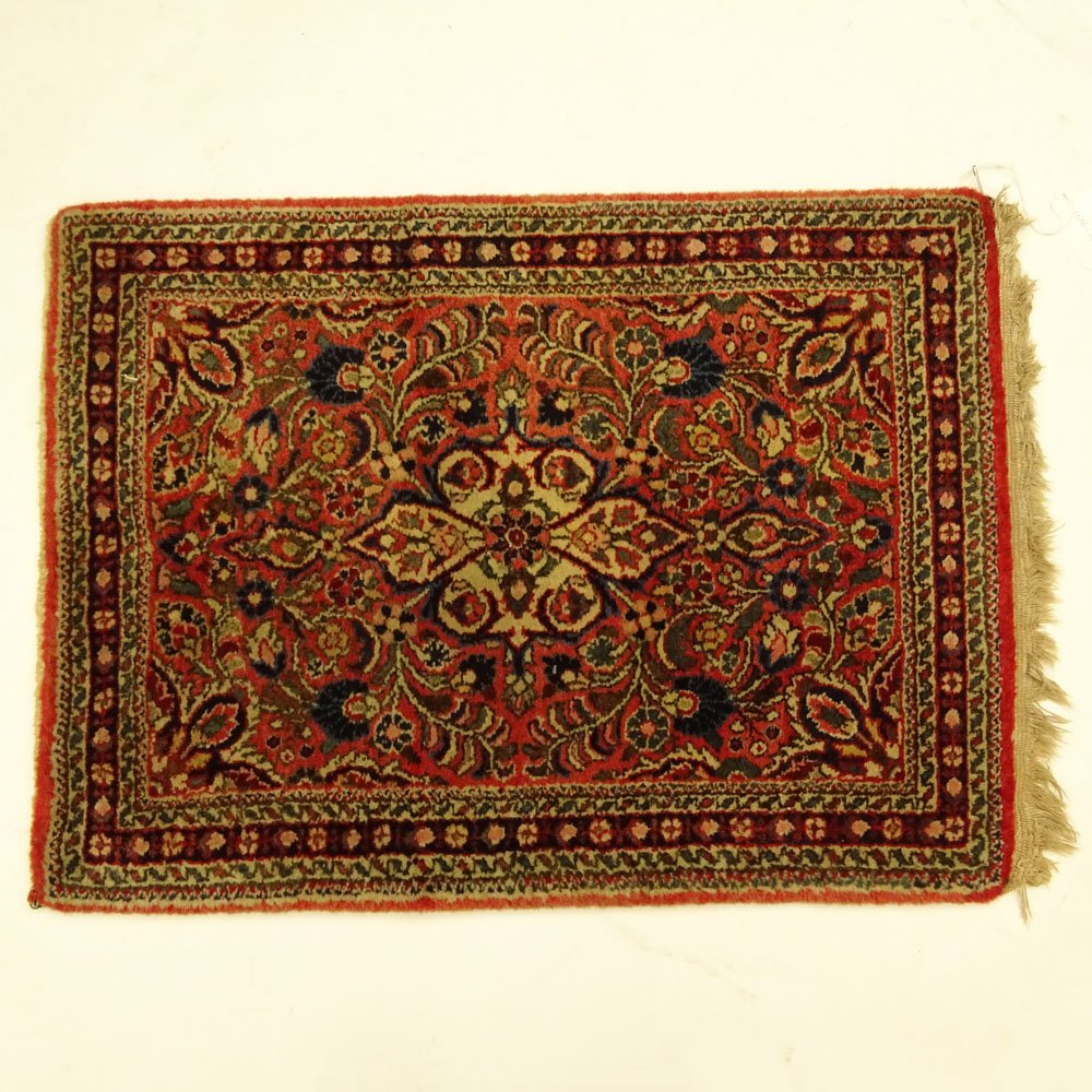 Small Semi-Antique Sarouk Rug. Unsigned. Light wear and (1 of 3)
